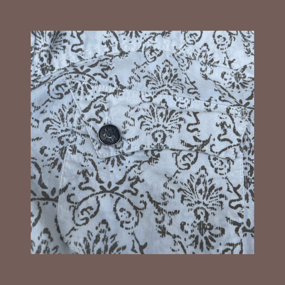Adiktd Skull Print Shirt | White/Brown | Size M | Vintage Y2K - Picture 5 of 5